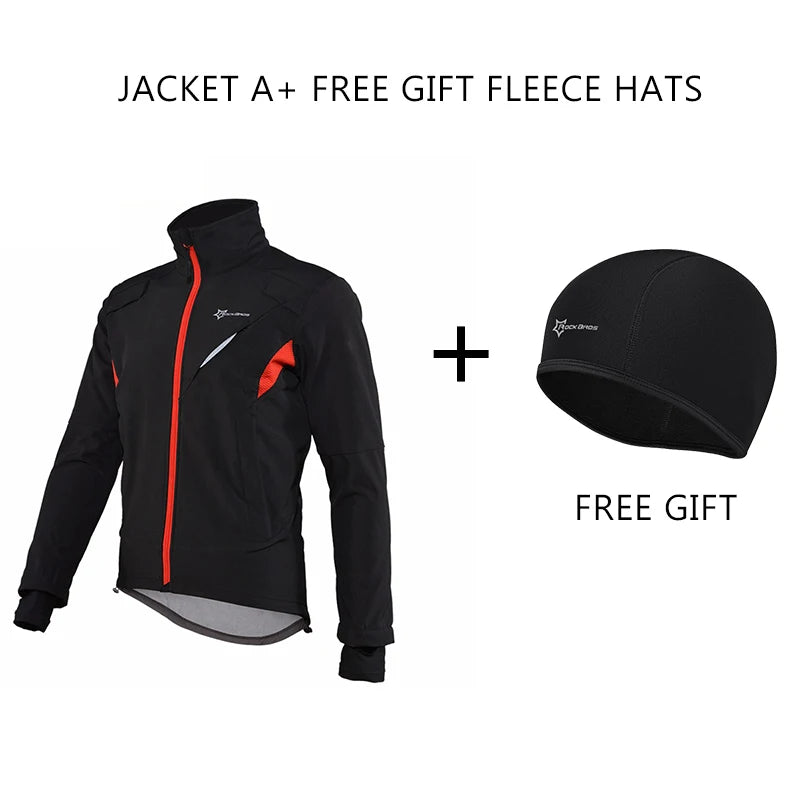 ROCKBROS Winter Cycling Set Thermal Fleece Sportswear Windproof Jacket Unisex Man Woman Trousers Outdoor Sport Suit Clothing Set
