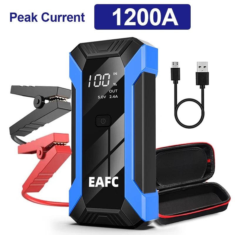 Car Jump Starter 2000A Battery Charger 1200A/1000A Emergency Start-up Lighting Power Bank Car Booster for 12V Vehicles Starting