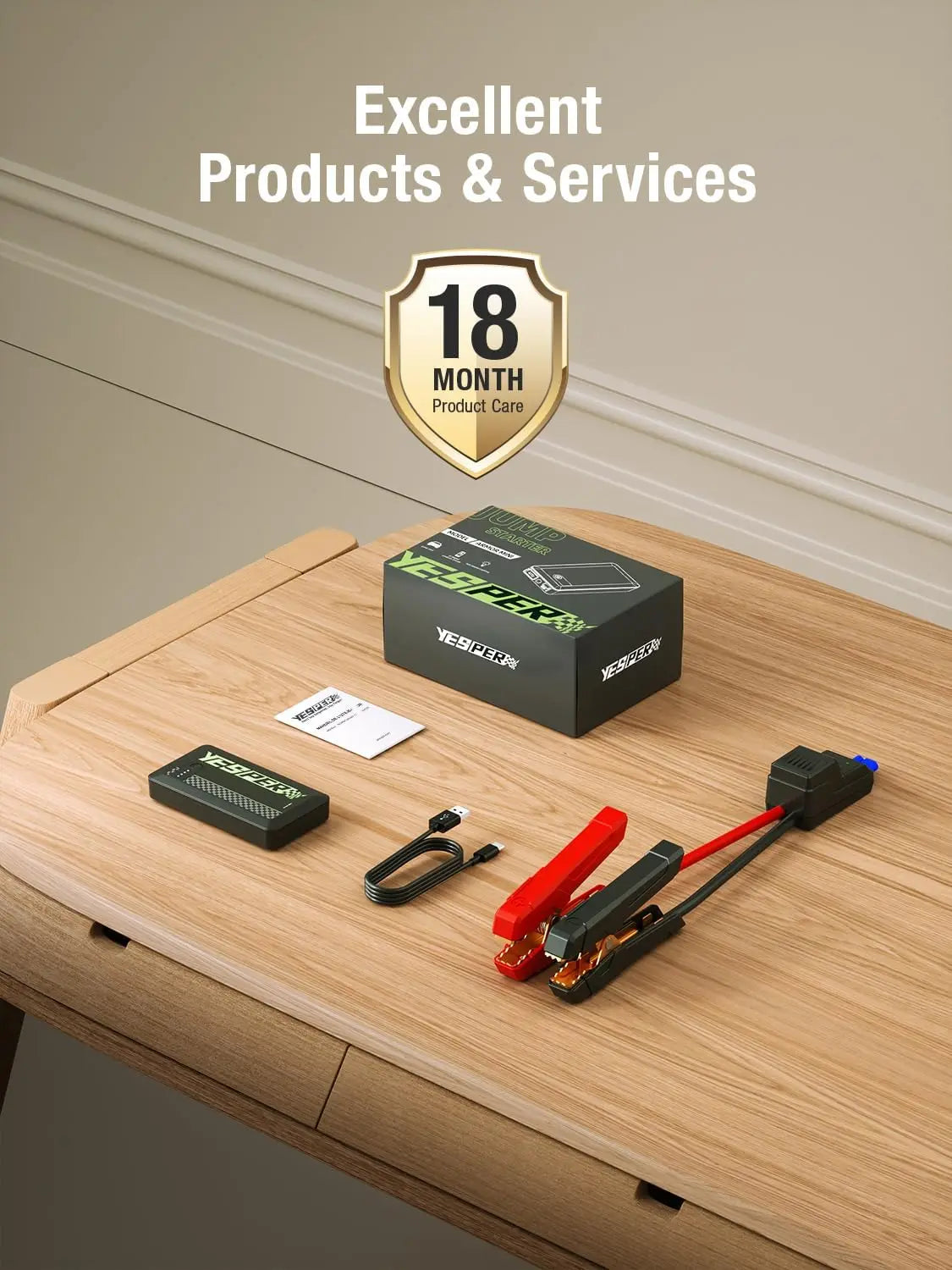 YESPER Booster For Car Start) ,1200A Starting device (up to 6.0L gas and 4.0L diesel engines 0.7 pound Mini Portable Jump start