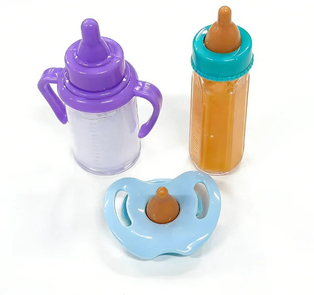 Large size Baby Doll Feeding Bottle Set Baby Care Toy Stroller 2pcs Milk And Juice Bottles With Toy Pacifier For Baby Dolls