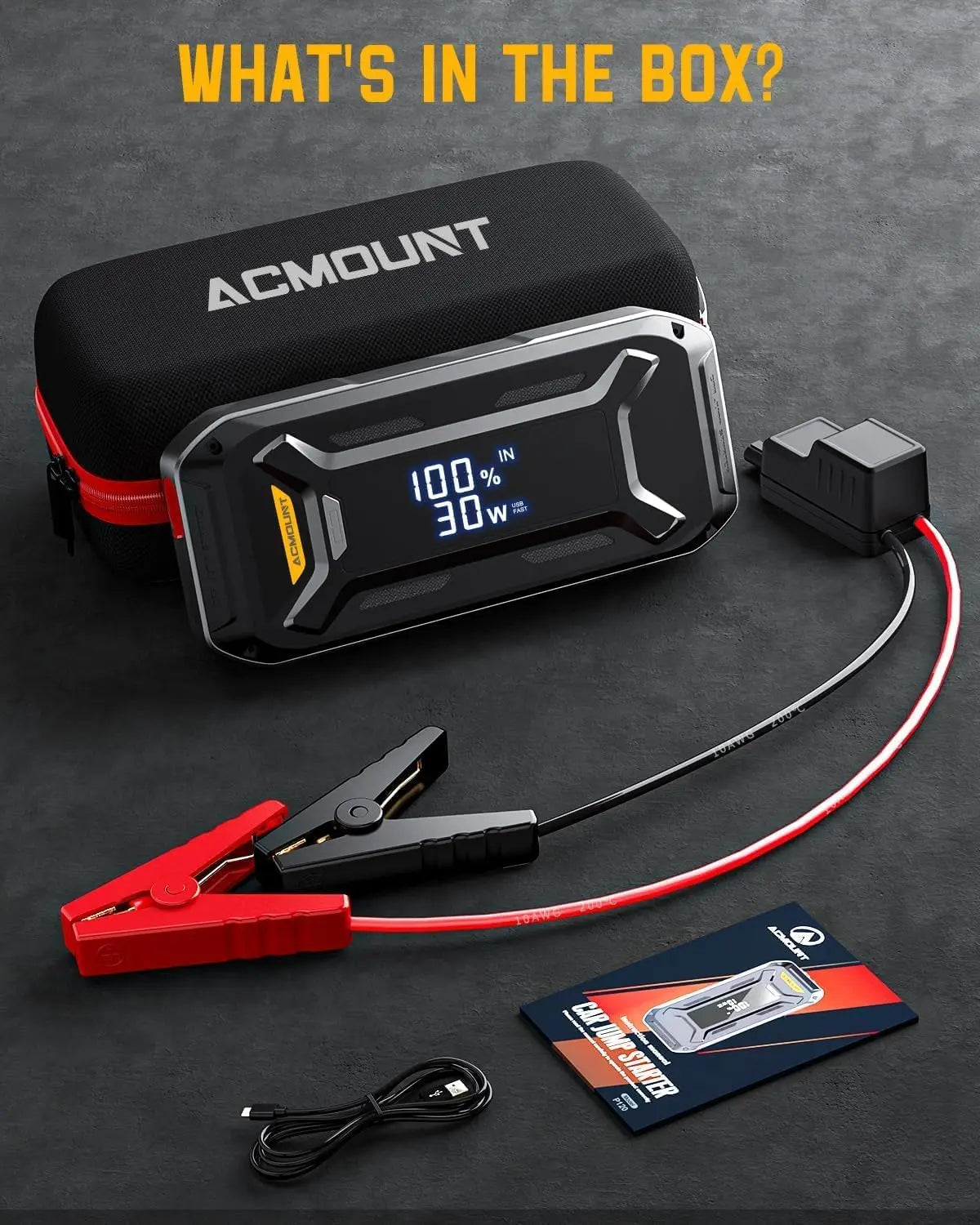 5000A Car Jump Starter, 12V Portable Battery Booster Power Bank for Gasoline & Diesel Vehicles Emergency Starting