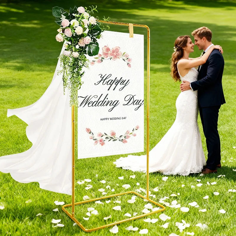 Rectangular Golden Party Arch - Adjustable Height Celebration Backdrop Frame - Wedding & Birthday Celebration Decoration