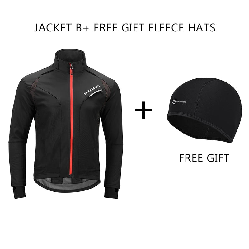 ROCKBROS Winter Cycling Set Thermal Fleece Sportswear Windproof Jacket Unisex Man Woman Trousers Outdoor Sport Suit Clothing Set