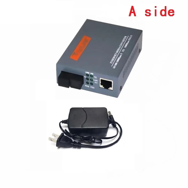 HTB-GS-03 Gigabit Fiber Optical Media Converter 10/100/1000Mbps Single Mode to RJ45 3KM/20KM UPC/APC SC-Port US Power Supply