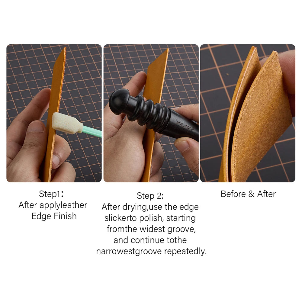 WUTA High Density Ebony Black Wood Leather Edge Burnisher Slicker Leather Craft Tool Polished Grinding Tool-3 Type Available