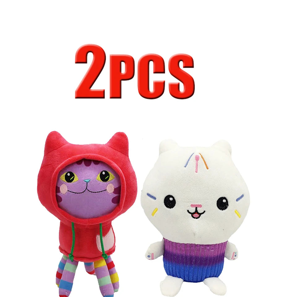 25cm 7-piece Gabby doll house plush toy cartoon stuffed animal mermaid cat mermaid plush doll children's Christmas gift