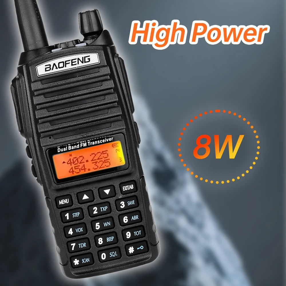 Baofeng UV-82 Dual PTT Walkie Talkie High Power 5W/8W  EU82X Dual Band  VHF UHF FM Amateur Radio Stati 10KM Lange  Ham CB Radio