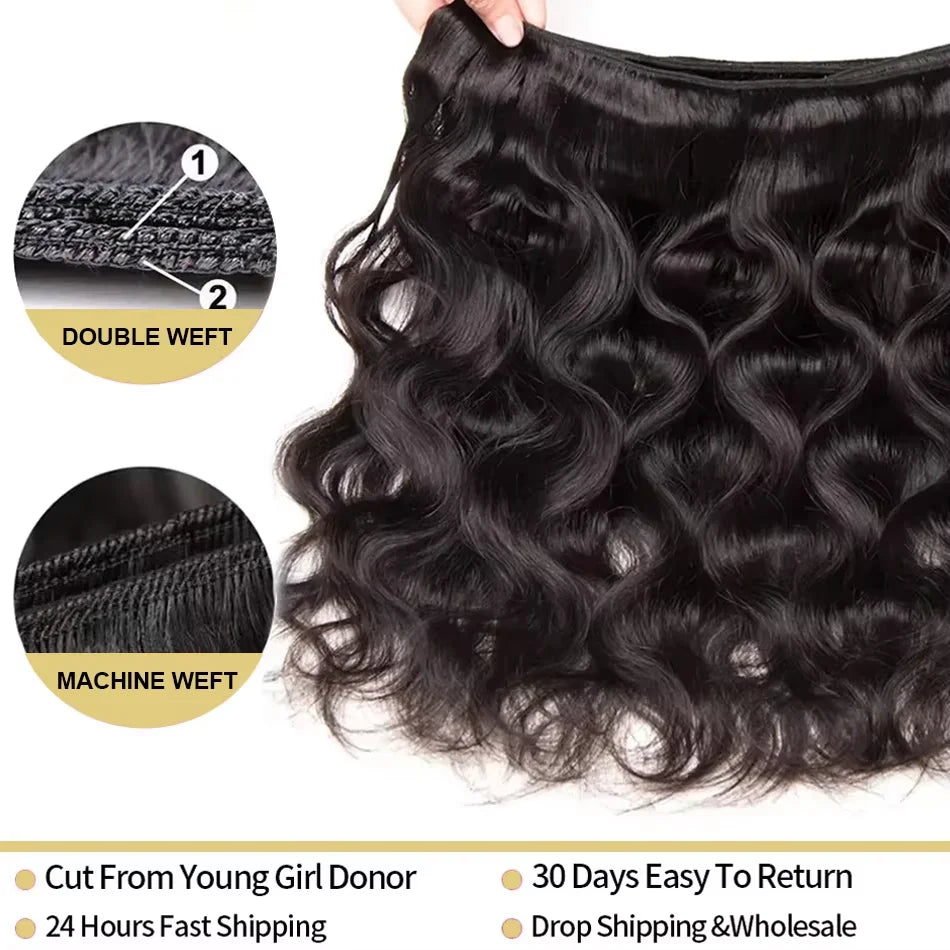 30 40Inch 3 4 Bundle Loose Body Wave Bundles 100% Unprocessed Human Hair 16A Raw Hair Bundles Extensions Brazilian Natural Black