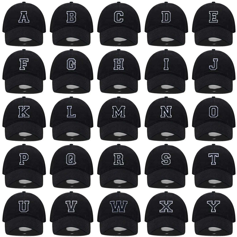 Initial Letter A-Z Embroider Baseball Cap For Men Womne High Quality Soft Cotton Fashion Team Sport Visors Snapback Caps