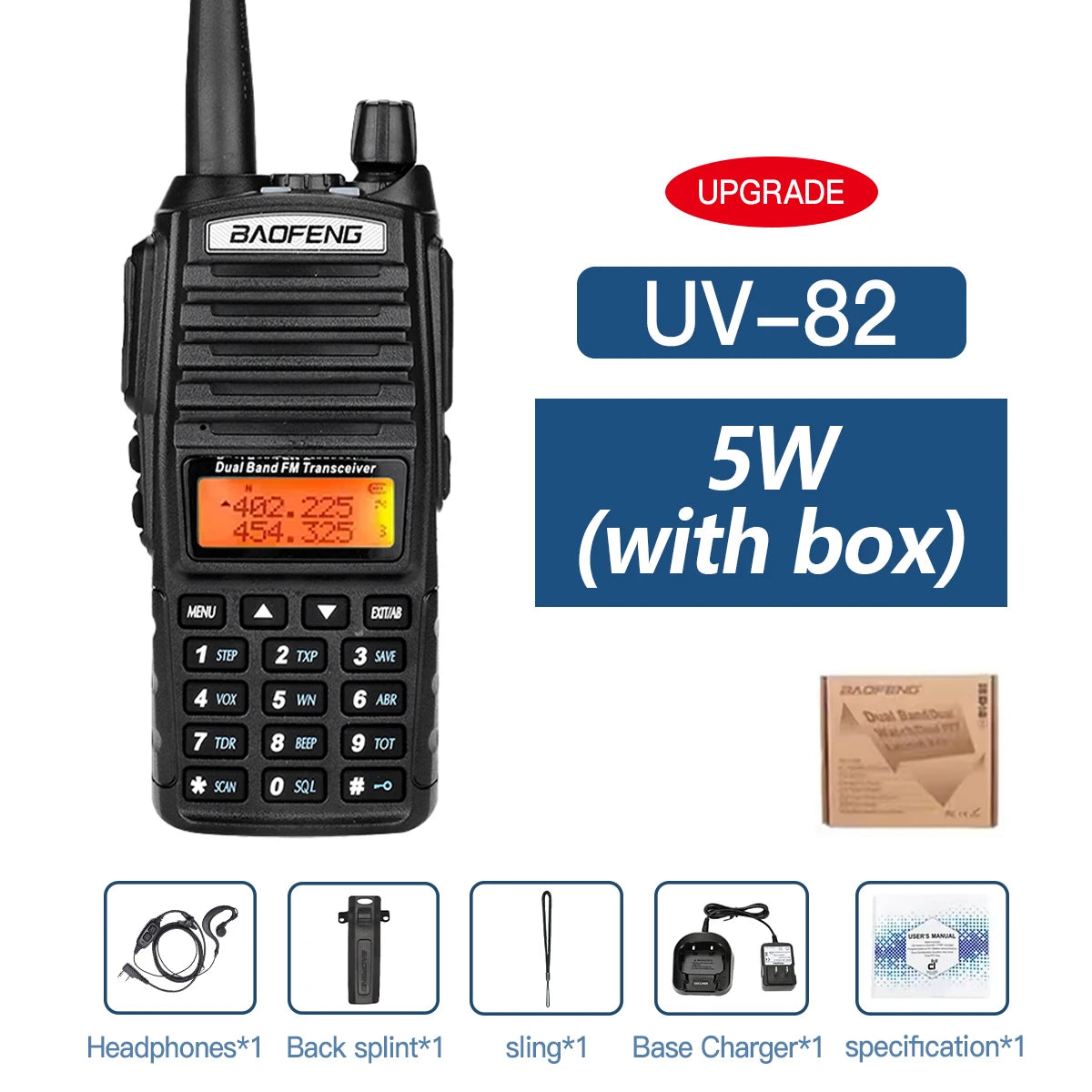 Baofeng UV-82 Dual PTT Walkie Talkie High Power 5W/8W  EU82X Dual Band  VHF UHF FM Amateur Radio Stati 10KM Lange  Ham CB Radio