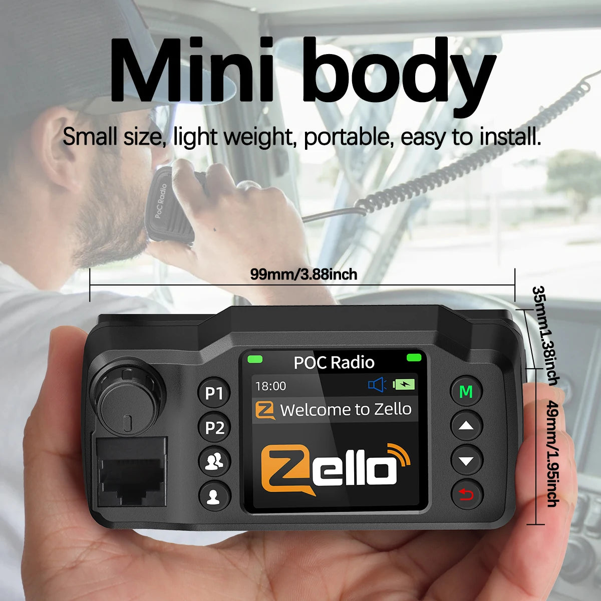 ABBREE GP-8900 Plus Network Car Walkie Talkie Zello Global POC Radio GPS 3/4G Unlimited Distance Dual SIM Card Android Bluetooth
