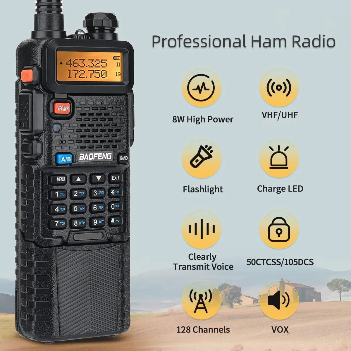 Baofeng UV-5R 8W Walkie Talkie High Power Long Range Two Way Radio Portable Communication Ham Radio For Camping