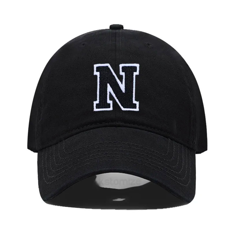 Initial Letter A-Z Embroider Baseball Cap For Men Womne High Quality Soft Cotton Fashion Team Sport Visors Snapback Caps