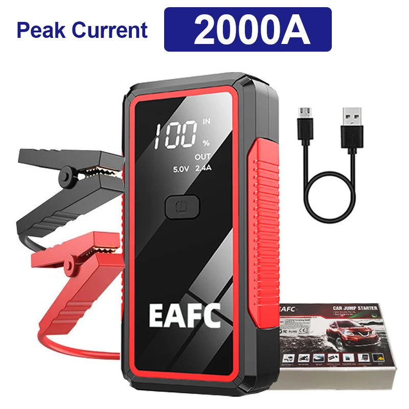 Car Jump Starter 2000A Battery Charger 1200A/1000A Emergency Start-up Lighting Power Bank Car Booster for 12V Vehicles Starting