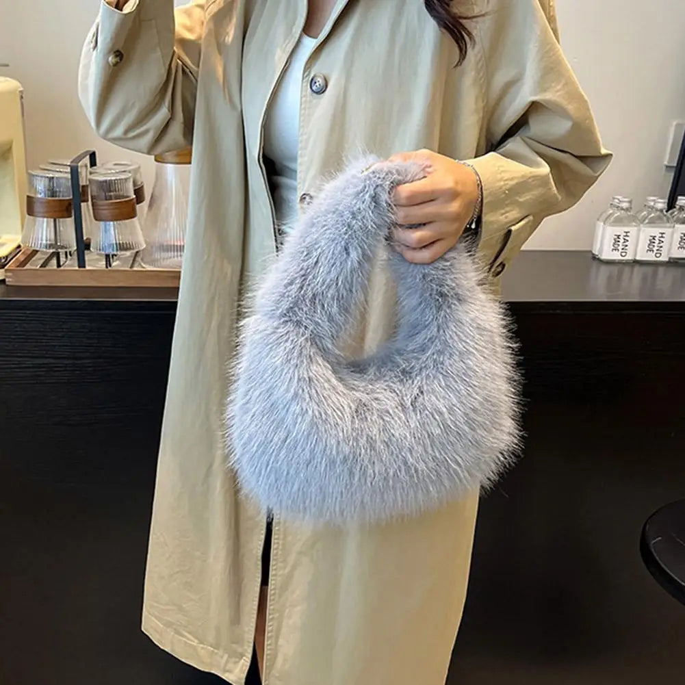 Autumn Winter New Trend Women's Fuzzy Bag High-End Niche Plush Handbag Mini Clutch Soft plush Shoulder Bag