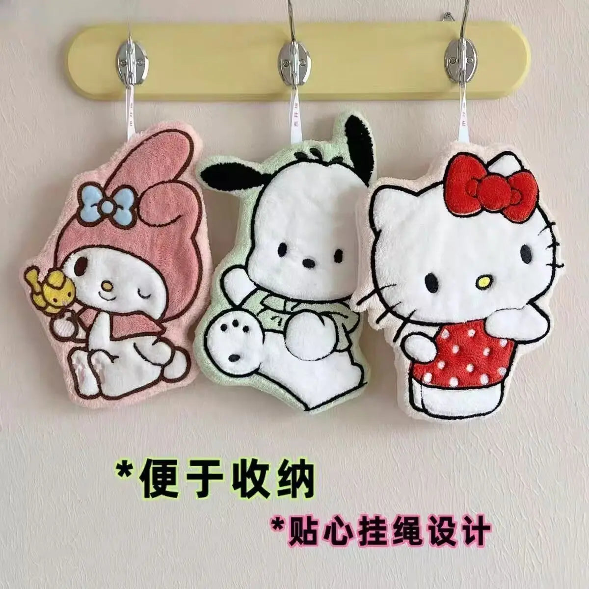 Hello Kitty My Melody Pochacco Cartoon Kawaii Hand Towel Water-Absorbent Coral Fleece Kitchen Decor Quick-Drying Kids Towel Gift