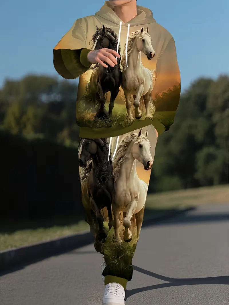 Hot-selling Camouflage Animal Hoodies For Man Suit Pants 3D Print Plant Series Sportswear Two-piece Casual Outdoor Sports Suit