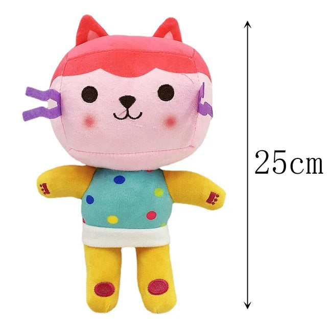 25cm 7-piece Gabby doll house plush toy cartoon stuffed animal mermaid cat mermaid plush doll children's Christmas gift