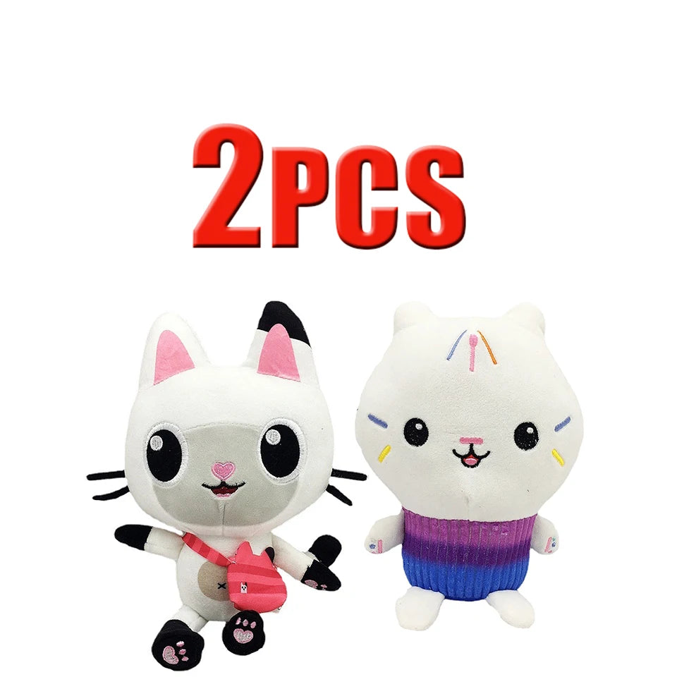 25cm 7-piece Gabby doll house plush toy cartoon stuffed animal mermaid cat mermaid plush doll children's Christmas gift