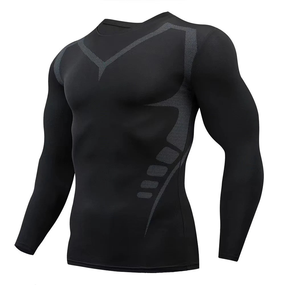 Winter Compression Running Sets Men Long Sleeve Shirt Basketball Fitness Gym Clothing Male Workout Muscle Top Tracksuit Fleece