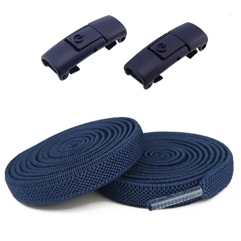 No Tie Shoe Laces Press Lock Shoelaces Without Ties Elastic Laces Sneaker Kids Adult 8MM Widened Flat Shoelace for Shoes