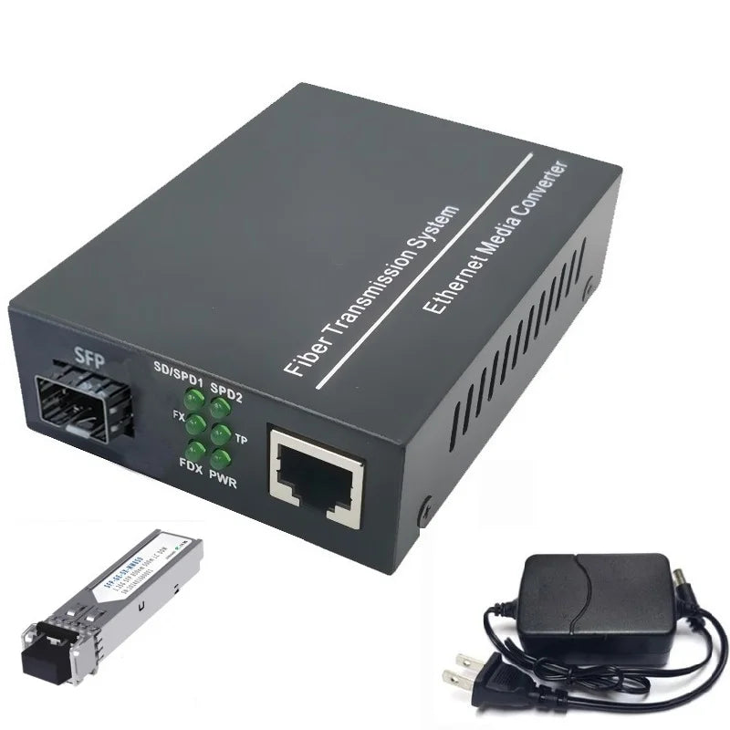 Gigabit SFP LC Multimode Module Fiber to RJ45 Ethernet Media Converter Fiber Optic Transceiver with 1.25G SFP LC Module