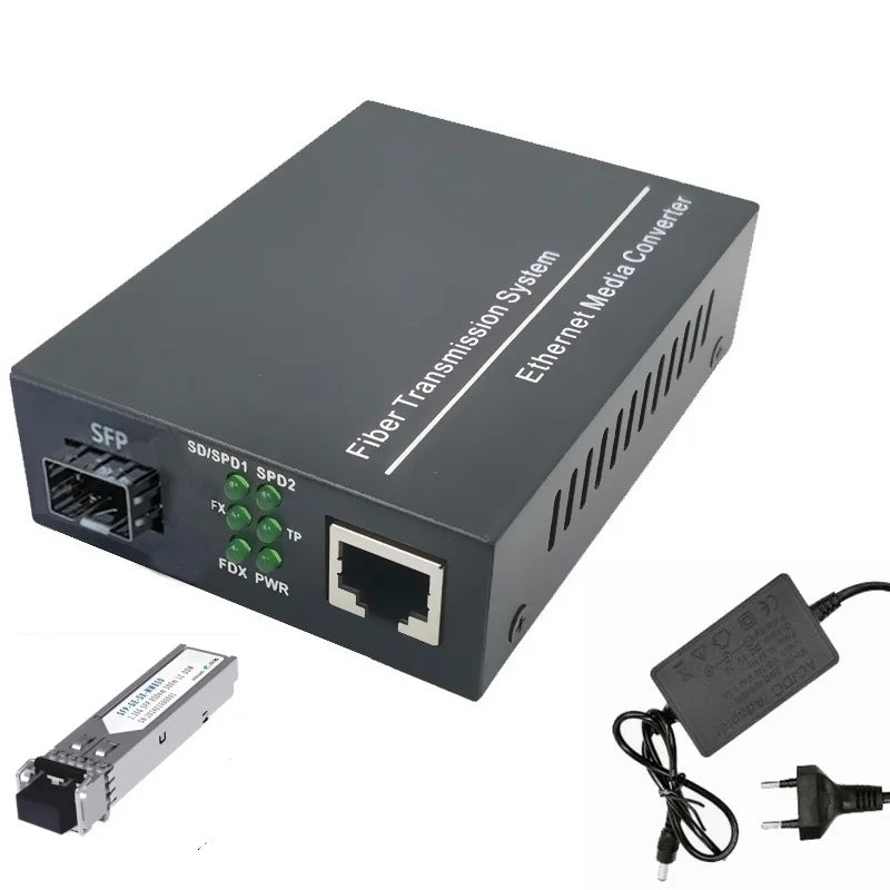 Gigabit SFP LC Multimode Module Fiber to RJ45 Ethernet Media Converter Fiber Optic Transceiver with 1.25G SFP LC Module