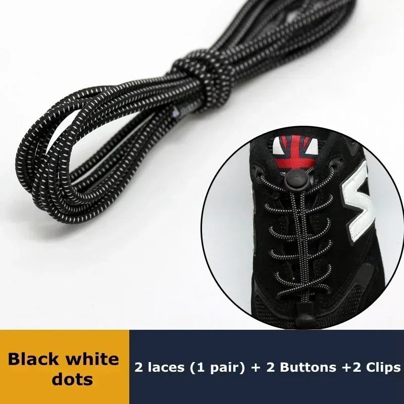 1Pair Elastic Shoelaces with Lock Sneaker No Tie Shoe Laces Stretching Lock Round Lock Lazy Quick Shoelace Hiking Shoestrings