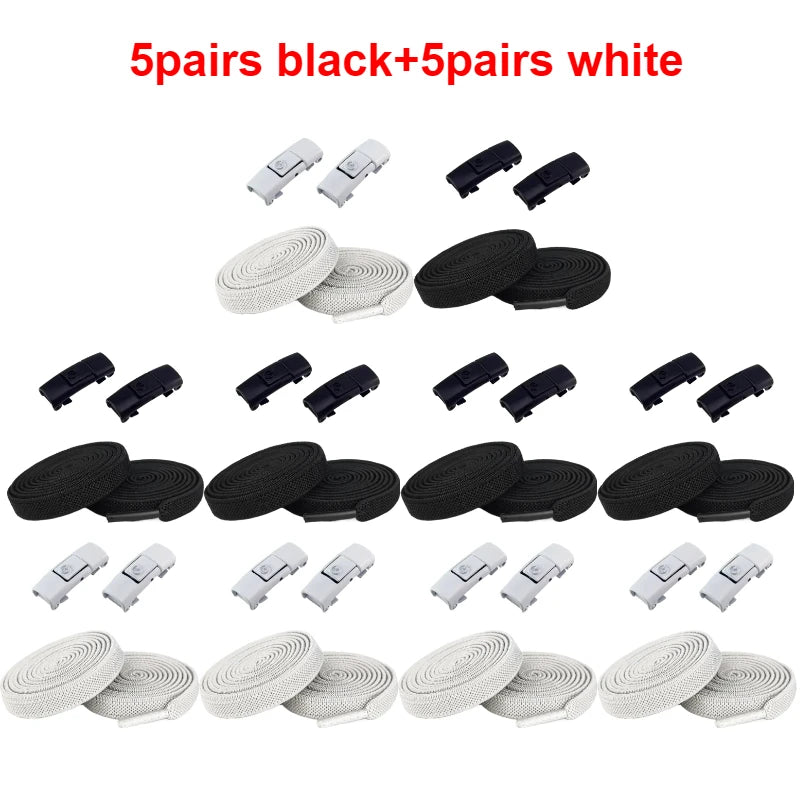No Tie Shoe Laces Press Lock Shoelaces Without Ties Elastic Laces Sneaker Kids Adult 8MM Widened Flat Shoelace for Shoes