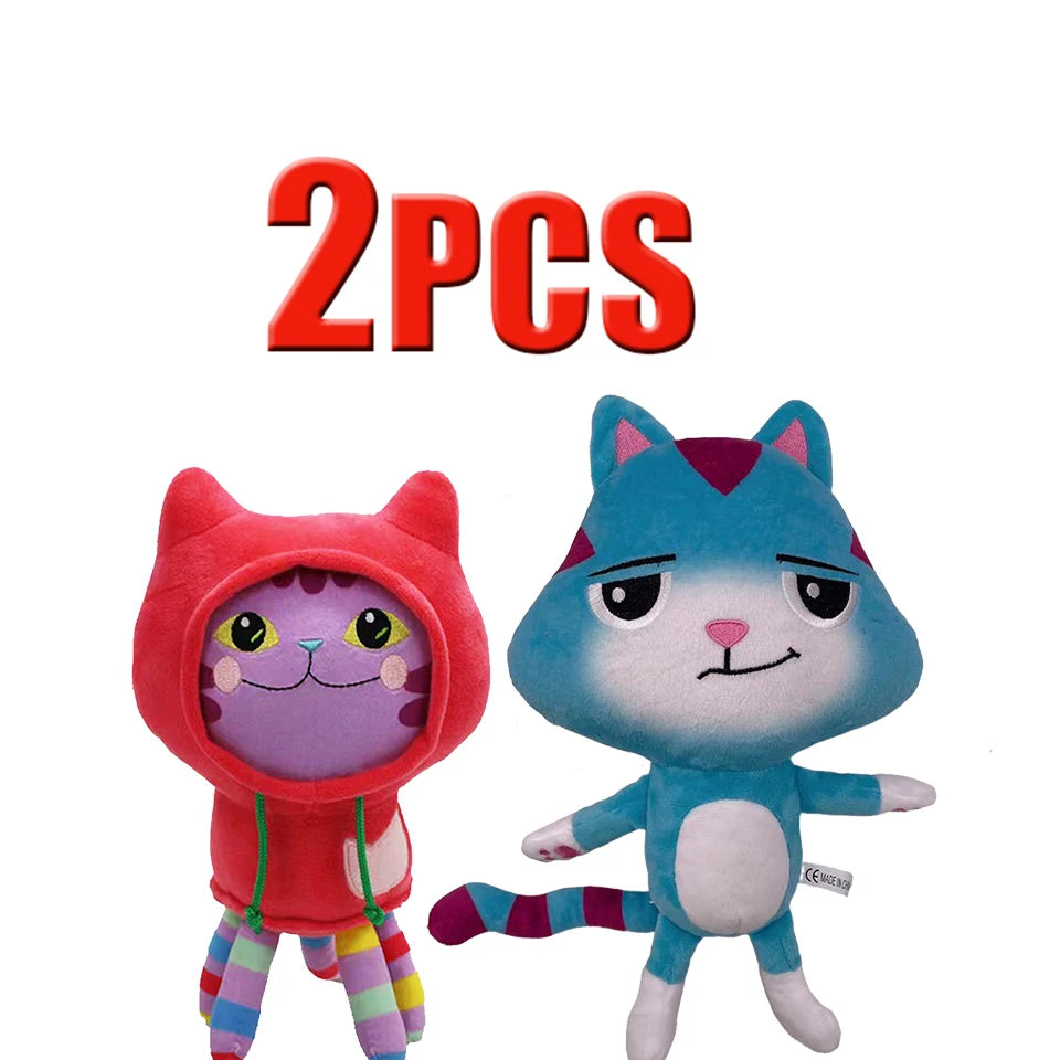 25cm 7-piece Gabby doll house plush toy cartoon stuffed animal mermaid cat mermaid plush doll children's Christmas gift
