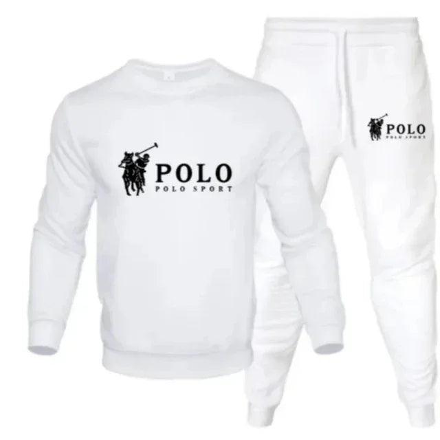 Men's autumn and winter sets of round-neck sweatshirts and jogging pants autumn and winter fashion outdoor fitness and casual