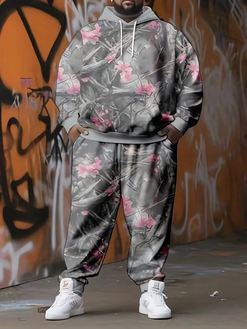 Hot-selling Camouflage Animal Hoodies For Man Suit Pants 3D Print Plant Series Sportswear Two-piece Casual Outdoor Sports Suit
