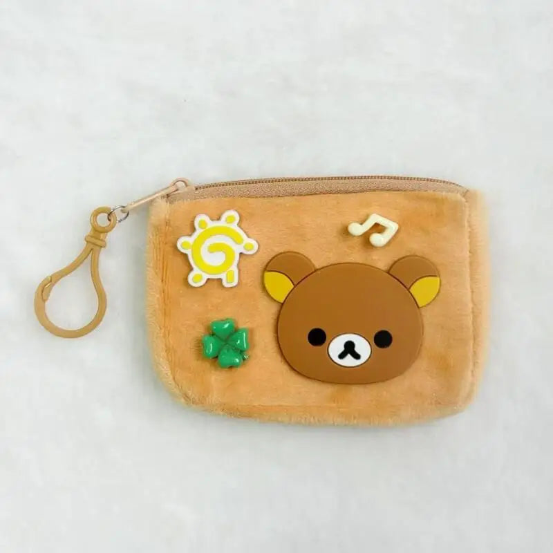 Japanese Kawaii Rilakkuma Cartoon Plush Storage Coin Purse Portable Cartoon Key Chain Pendant Lovely Backpack Decoration Gifts