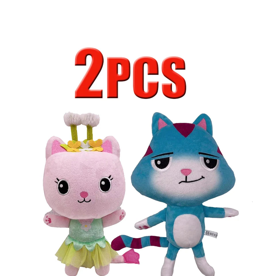 25cm 7-piece Gabby doll house plush toy cartoon stuffed animal mermaid cat mermaid plush doll children's Christmas gift