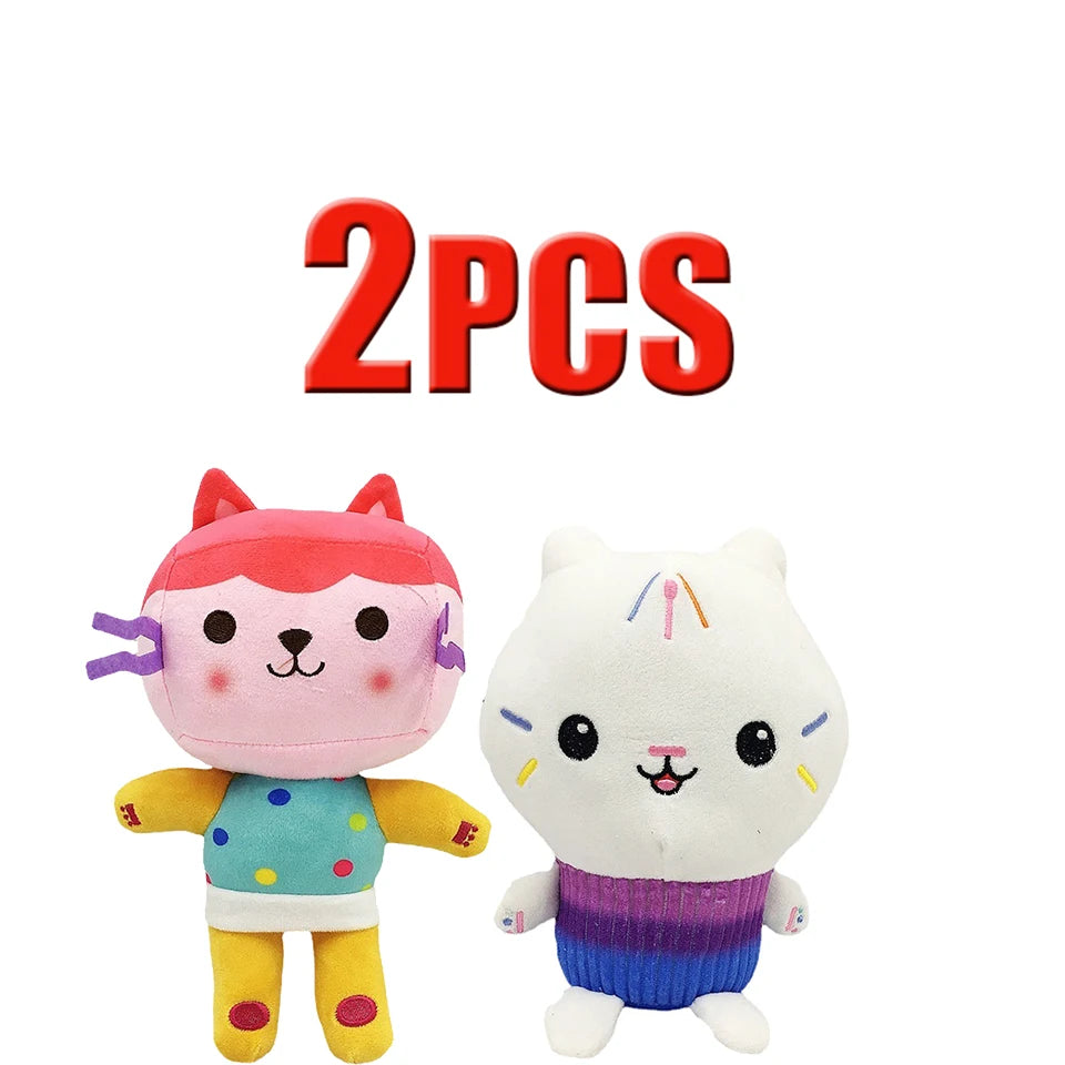 25cm 7-piece Gabby doll house plush toy cartoon stuffed animal mermaid cat mermaid plush doll children's Christmas gift
