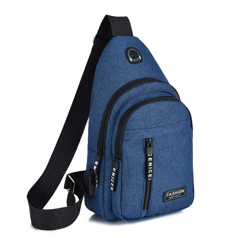 2025 New Multifunctional Chest Bag Men's Fashion Trend Oxford Cloth Shoulder Bag Korean Style Casual Waterproof Messenger Bag