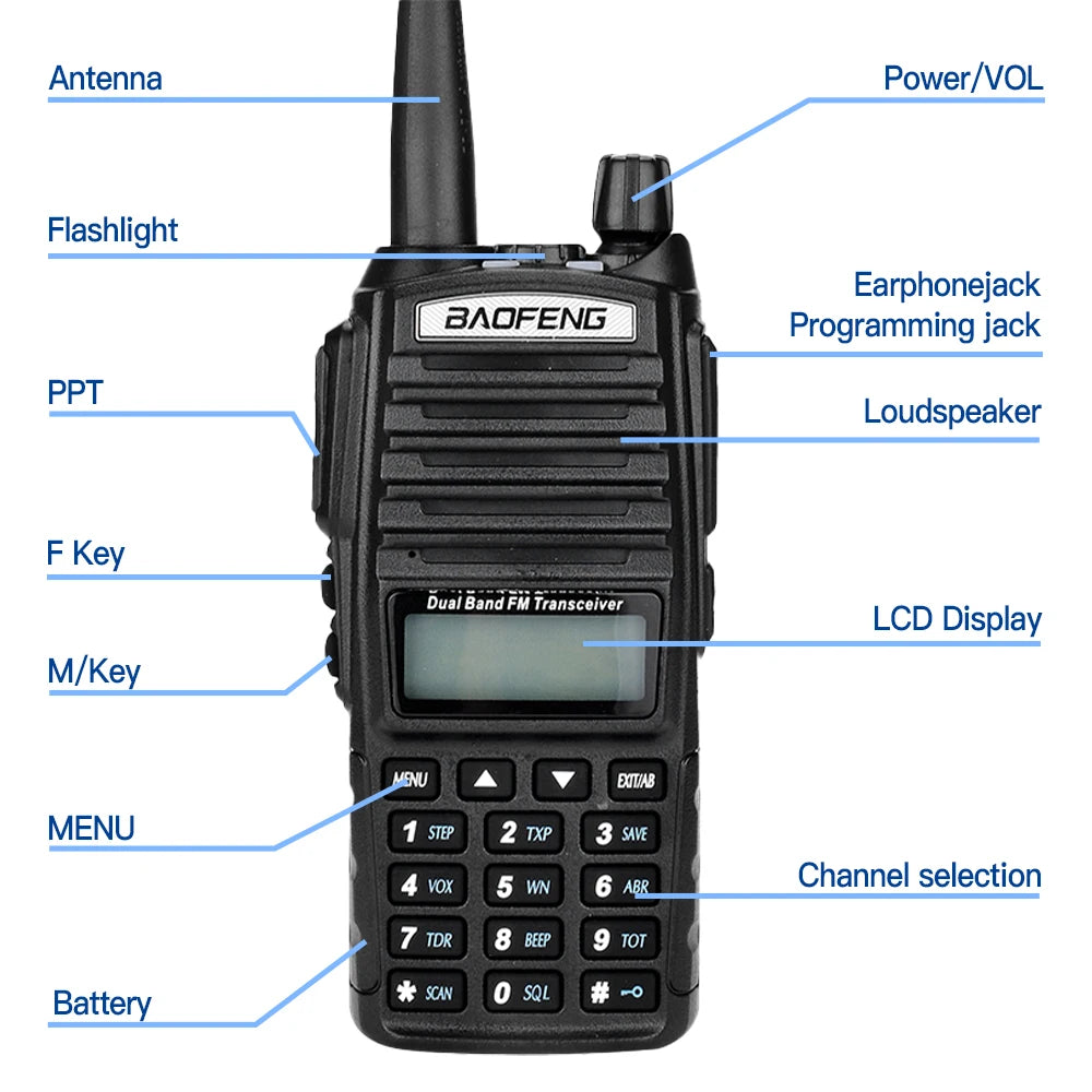 Baofeng UV-82 Dual PTT Walkie Talkie High Power 5W/8W  EU82X Dual Band  VHF UHF FM Amateur Radio Stati 10KM Lange  Ham CB Radio