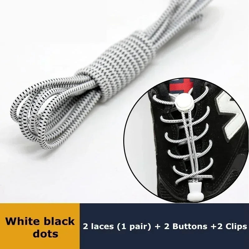 1Pair Elastic Shoelaces with Lock Sneaker No Tie Shoe Laces Stretching Lock Round Lock Lazy Quick Shoelace Hiking Shoestrings