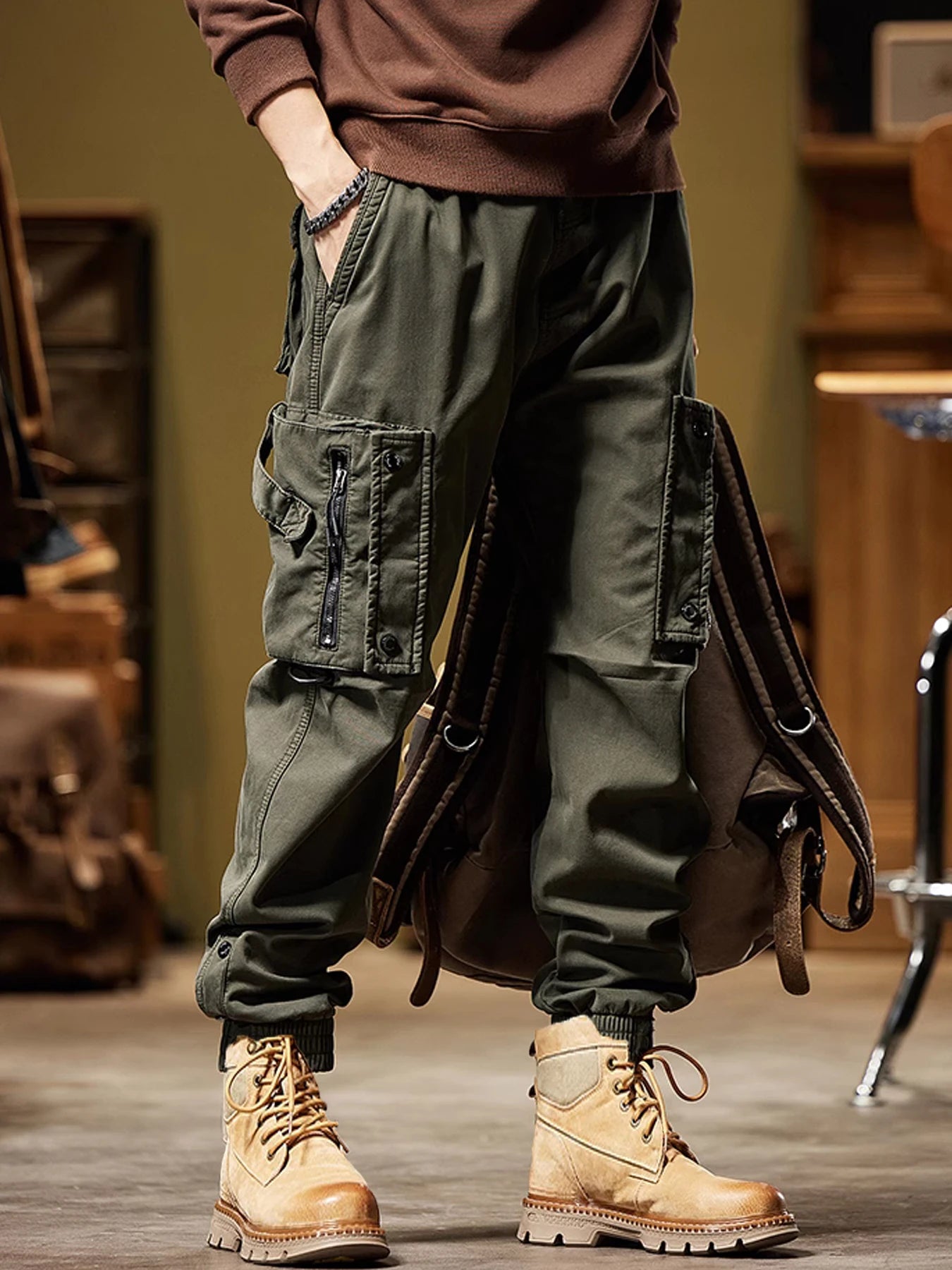 Multi-pockets Ribbons Bandage Tactical Techwear Cargo Pants Mens Harajuku Punk Hip Hop Joggers Pantalons Casual Streetwear
