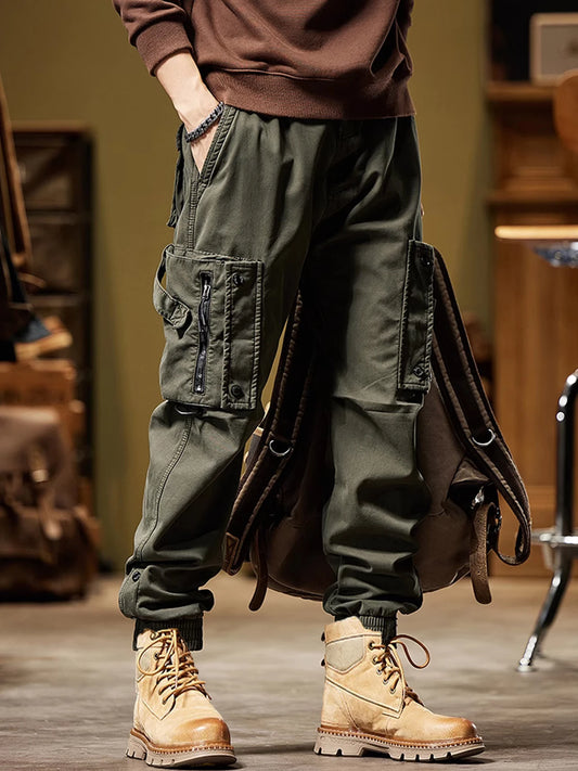 Multi-pockets Ribbons Bandage Tactical Techwear Cargo Pants Mens Harajuku Punk Hip Hop Joggers Pantalons Casual Streetwear