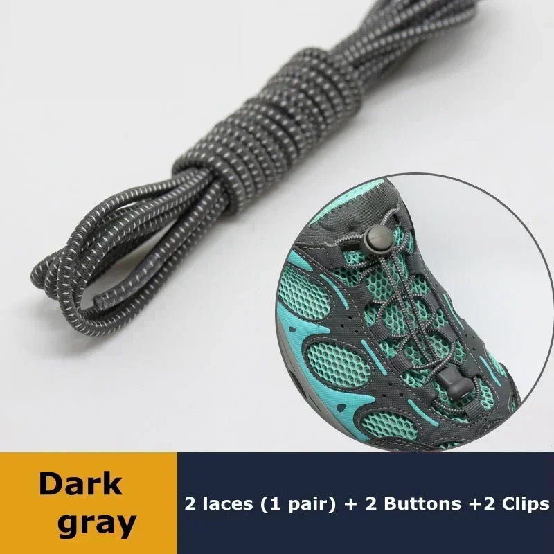 1Pair Elastic Shoelaces with Lock Sneaker No Tie Shoe Laces Stretching Lock Round Lock Lazy Quick Shoelace Hiking Shoestrings