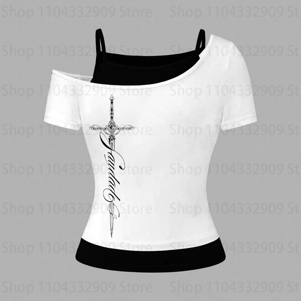 Y2K Harajuku Aesthetic Gothic Fairycore Long Sleeve Tee Character Slim Chic Print Casual Crop Top Grunge Punk Hip Hop Streetwear