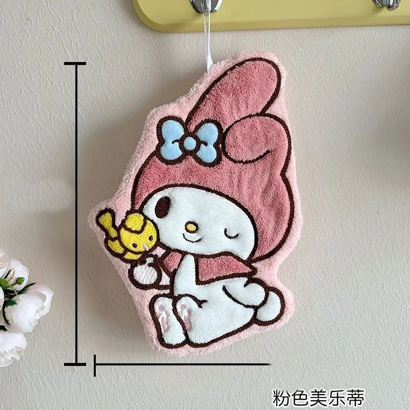 Hello Kitty My Melody Pochacco Cartoon Kawaii Hand Towel Water-Absorbent Coral Fleece Kitchen Decor Quick-Drying Kids Towel Gift