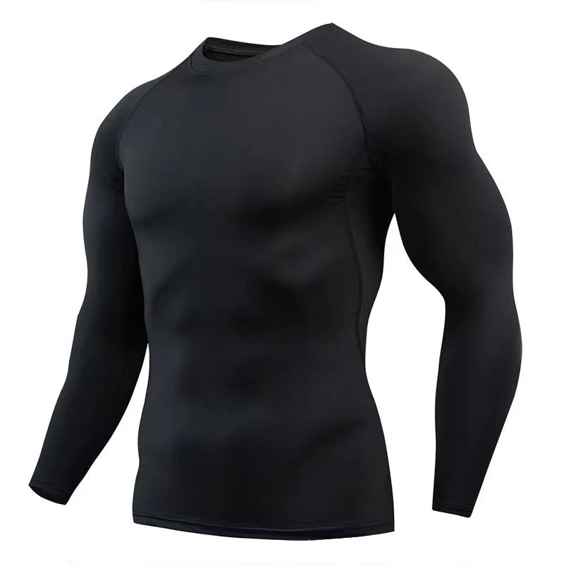 Winter Compression Running Sets Men Long Sleeve Shirt Basketball Fitness Gym Clothing Male Workout Muscle Top Tracksuit Fleece