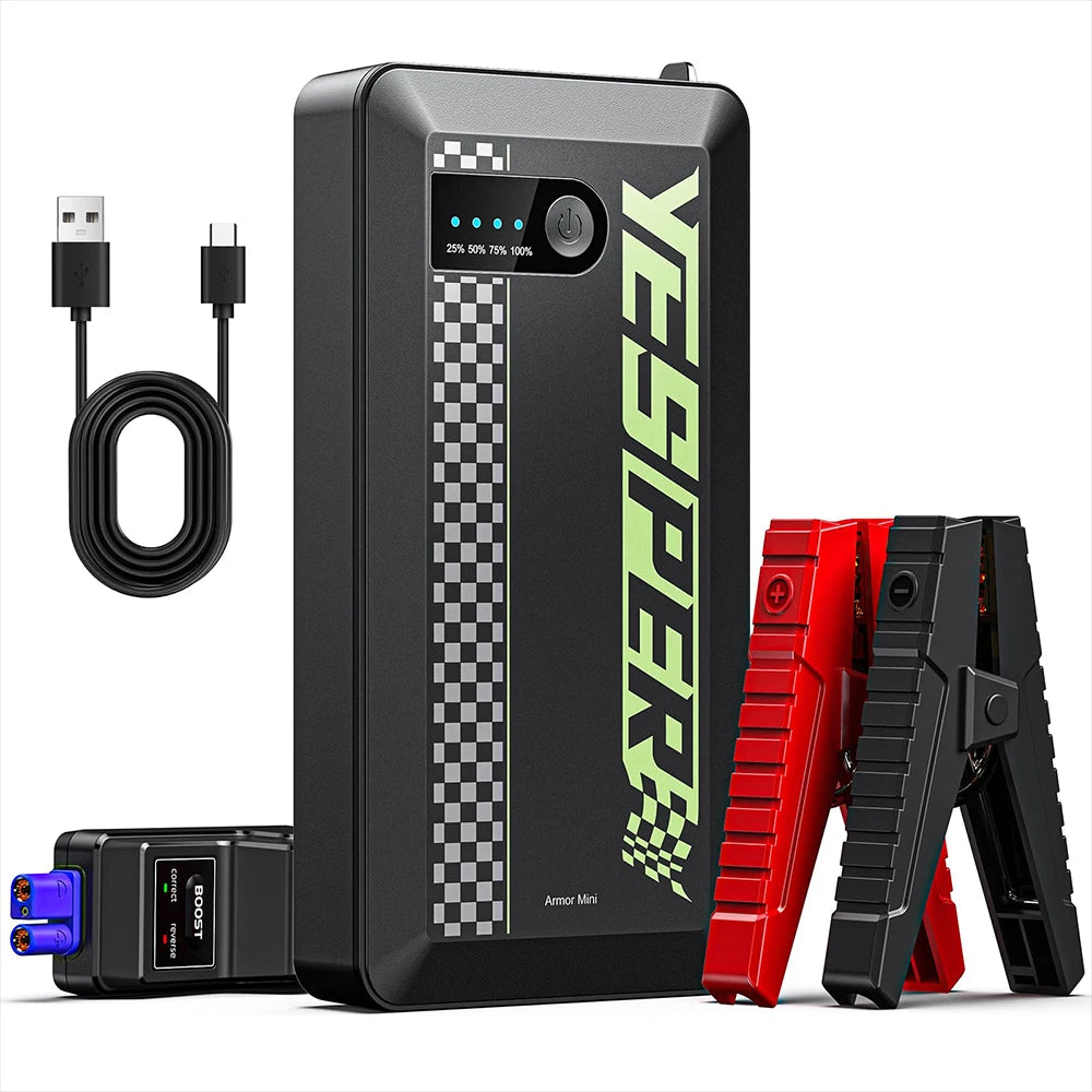 YESPER Booster For Car Start) ,1200A Starting device (up to 6.0L gas and 4.0L diesel engines 0.7 pound Mini Portable Jump start