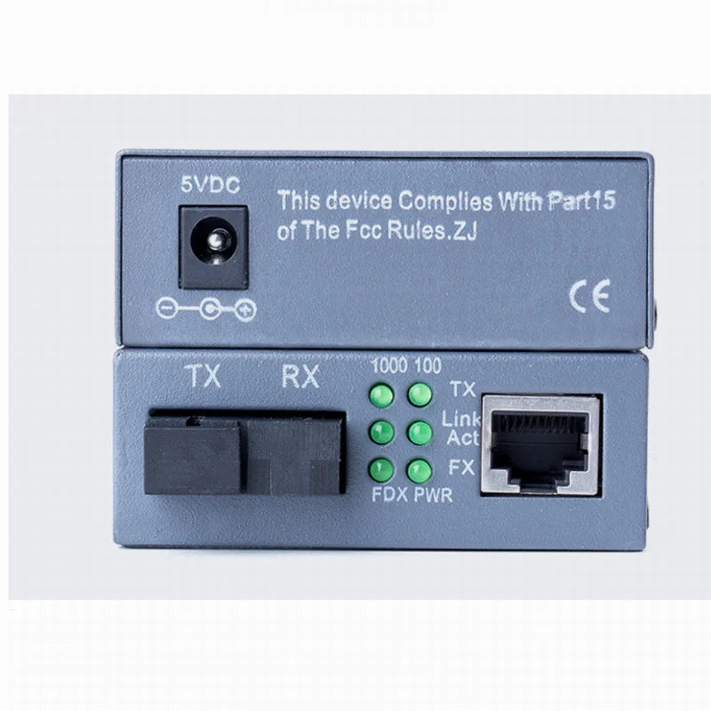 HTB-GS-03 Gigabit Fiber Optical Media Converter 10/100/1000Mbps Single Mode to RJ45 3KM/20KM UPC/APC SC-Port US Power Supply