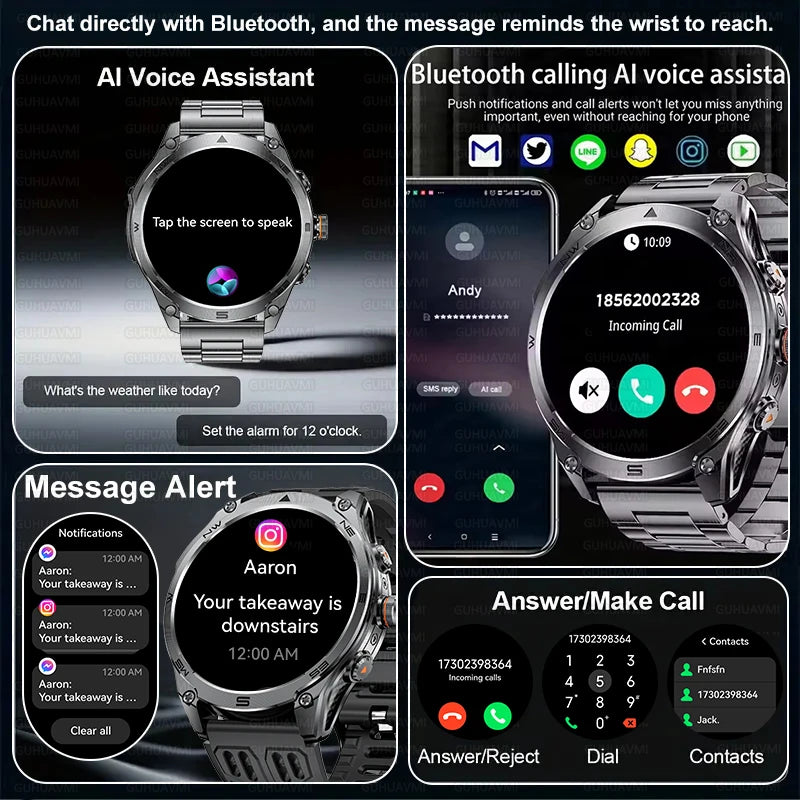 2026 New Military Smart Watch 1000Mah Battery GPS trace Compass 10ATM Waterproof Tactics Sport Flashlight call Smart Watch Men