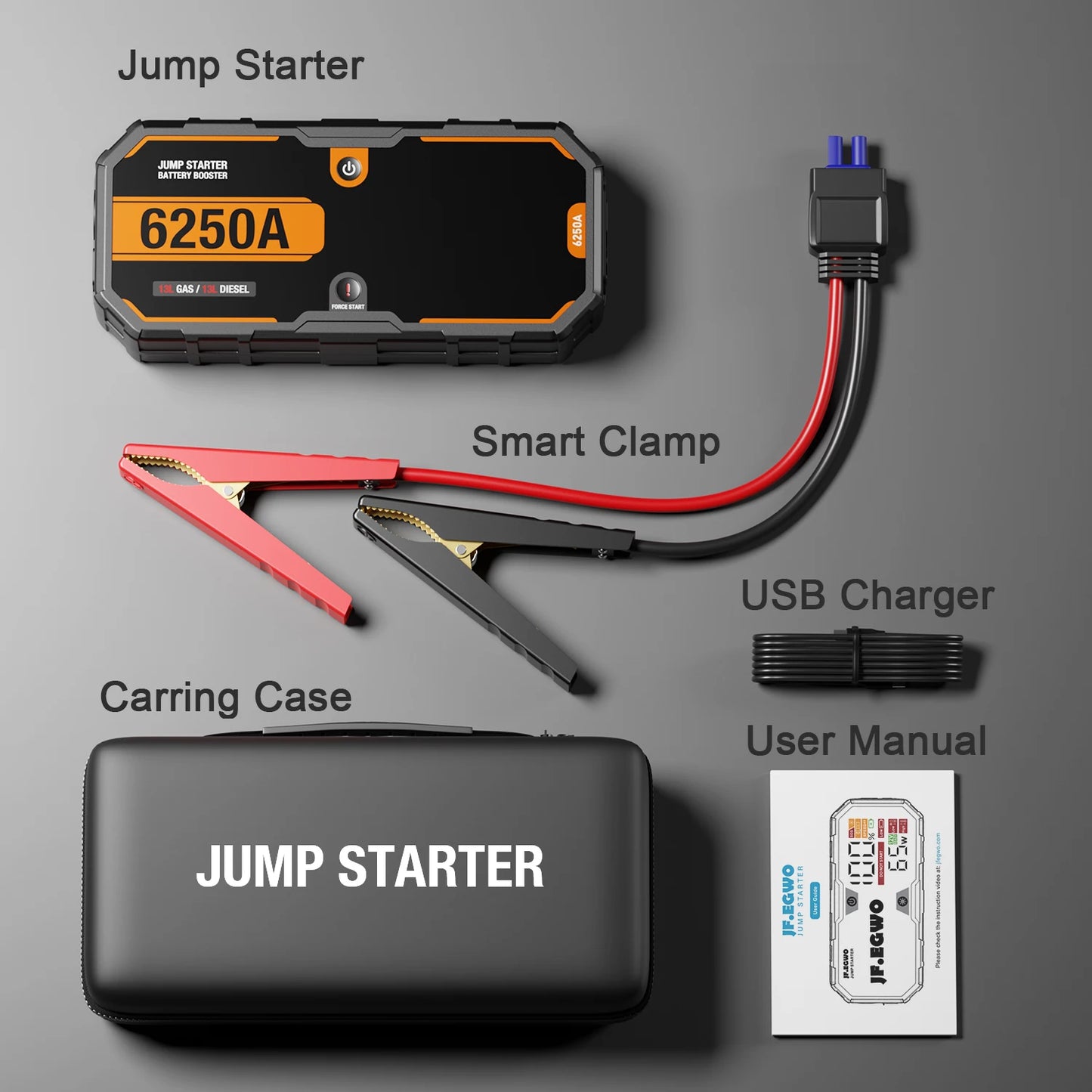 AdoreTrip Car 6000A Portable 12V  Jump Starter Power Bank 12V Auto Battery Charger Booster Starting Device With Led Light