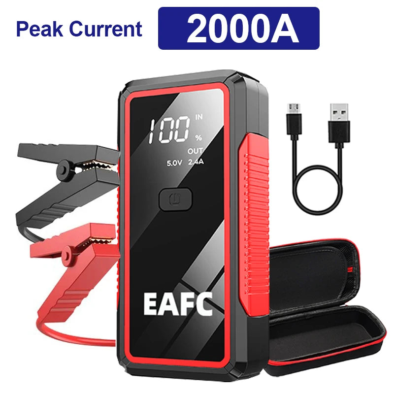 Car Jump Starter 2000A Battery Charger 1200A/1000A Emergency Start-up Lighting Power Bank Car Booster for 12V Vehicles Starting