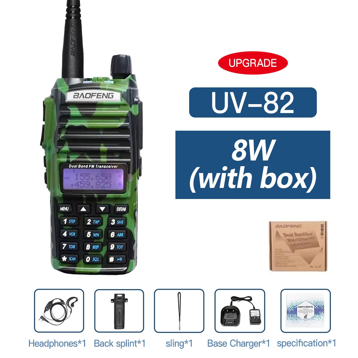 Baofeng UV-82 Dual PTT Walkie Talkie High Power 5W/8W  EU82X Dual Band  VHF UHF FM Amateur Radio Stati 10KM Lange  Ham CB Radio